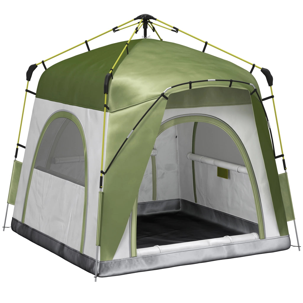 Tenda da campeggio pop-up 3 persone ¨C Xylo ¨C con 4 porte, 4 finestre e borsa per trasporto, verde e grigio