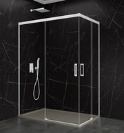 Box doccia angolare BASIC apertura al vertice 140x90 cm (135-139/85-90) bianco opaco vetro trasparente