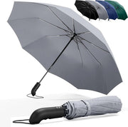 Parasole, ombrello portatile, protezione da tempesta, apertura e chiusura automatica, nero, per uomini e donne, compattabile, stabile, impermeabile a vento e pioggia in Teflon, ombrello portatile, ombrello da golf, grigio, Standard