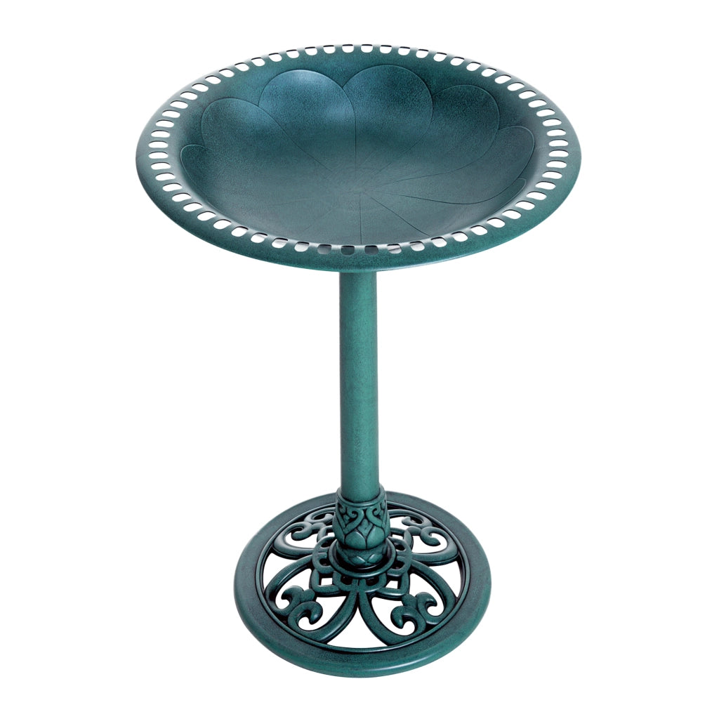Abbeveratoio per Uccelli da Giardino ¨C Xylo ¨C Metallo Verde Effetto Ruggine ?50cm H69,5cm