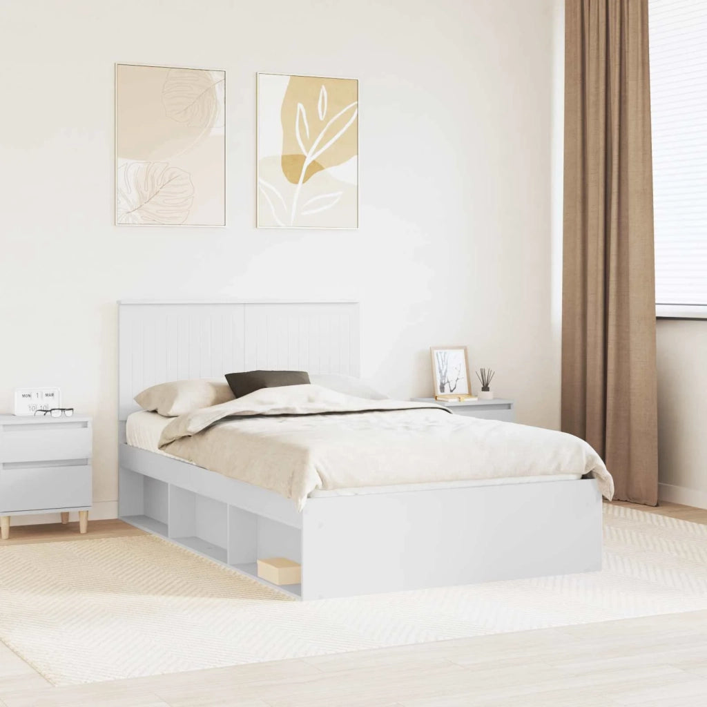 Letto matrimoniale | Letto per adulti | Struttura del letto Bianco 120 x 200 cm Pino massello