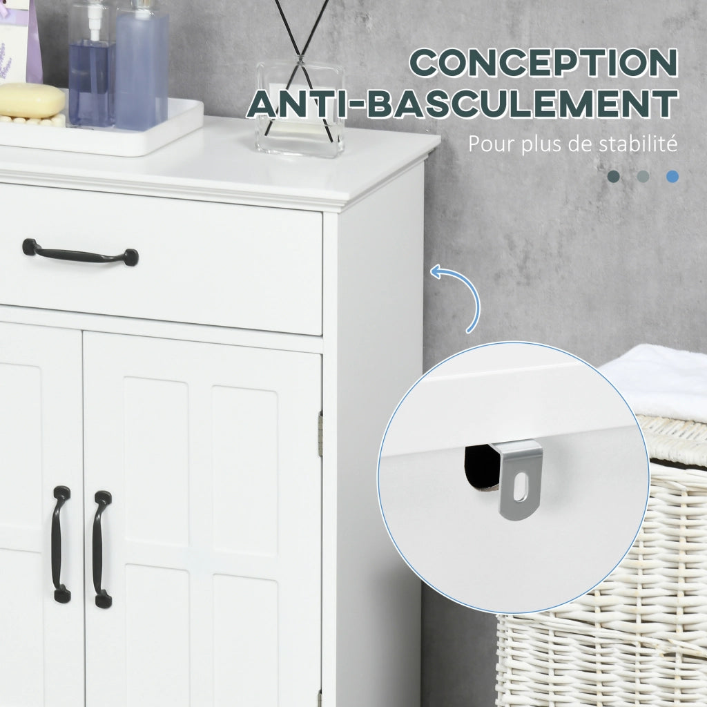 Mobile Bagno con Ante, Cassetto e Ripiano Regolabile ¨C Minimal ¨C Bianco 60x30x75