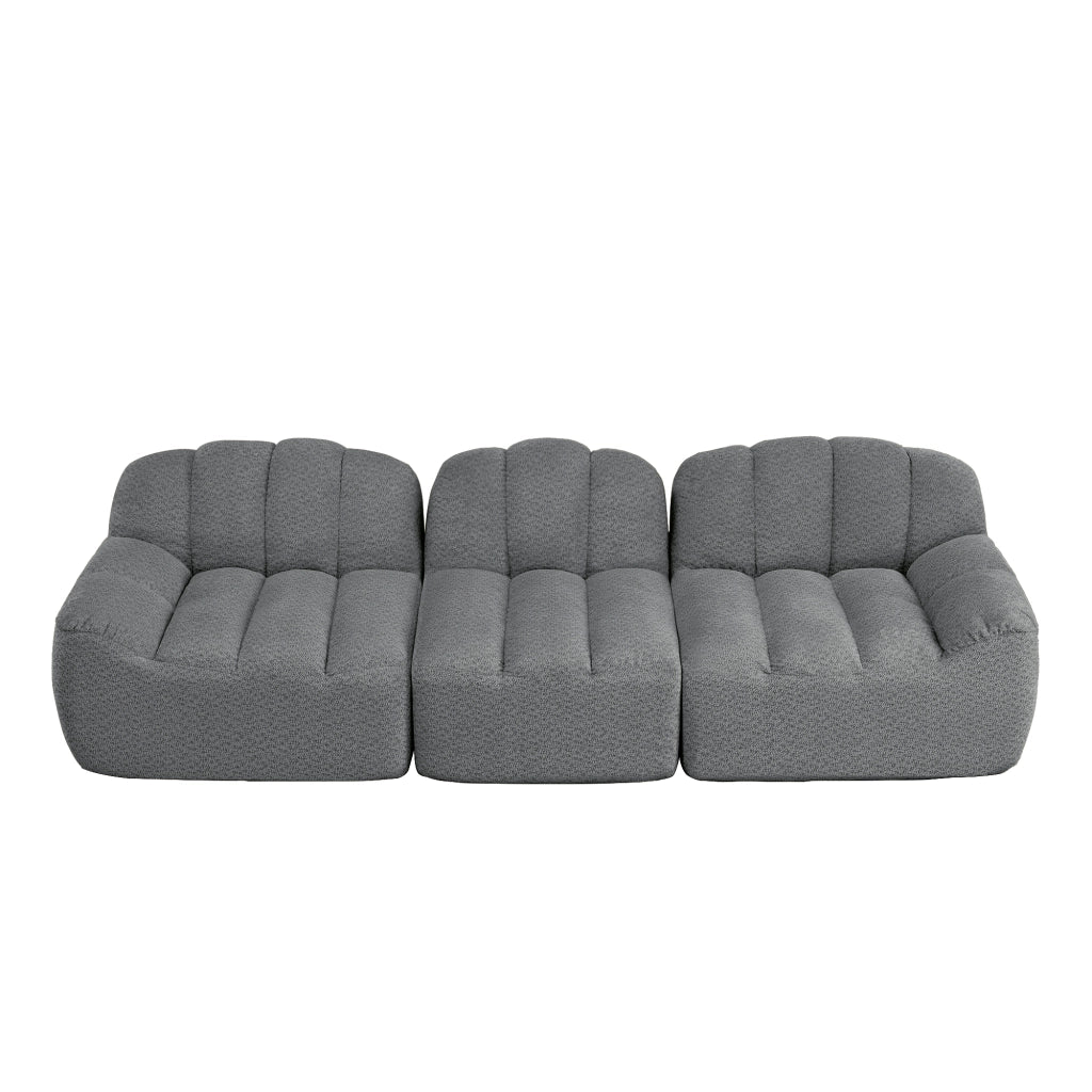 Divano modulare 3 posti - Zephmum - Design boneless in schiuma ad alta densit¨¤ 32D, seduta profonda, tessuto morbido, Grigio