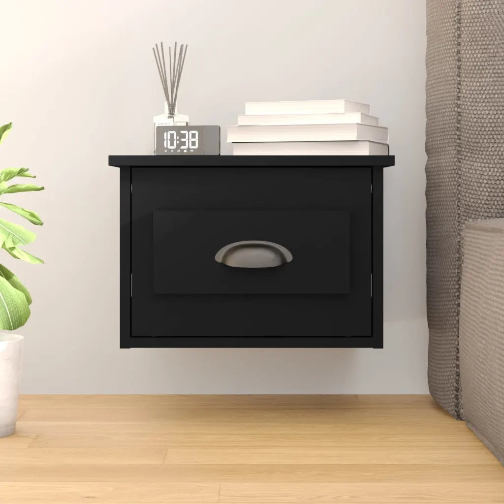 Comodino a Parete Nero 41,5x36x28 cm 816378