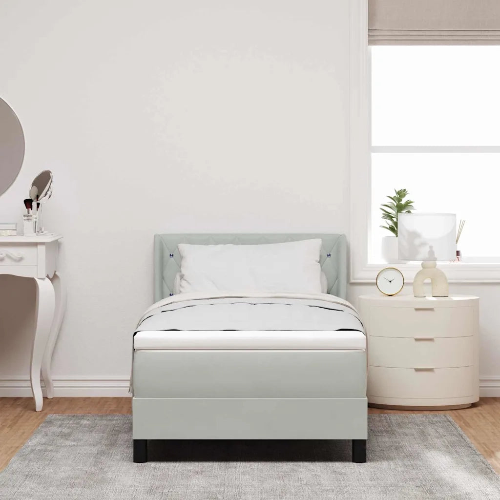 Letto a molle con testiera-Rete con Testiera Grigio chiaro 190 x 90 cm Poliestere 162341