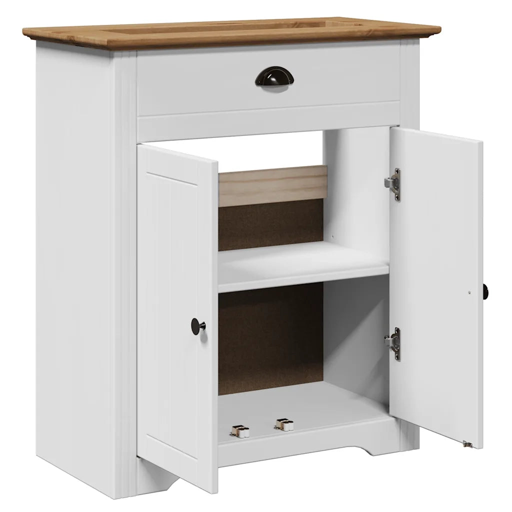 Mobile Lavabo da Bagno-Armadietto da bagno BODO Bianco e Marrone 70x35x80 cm