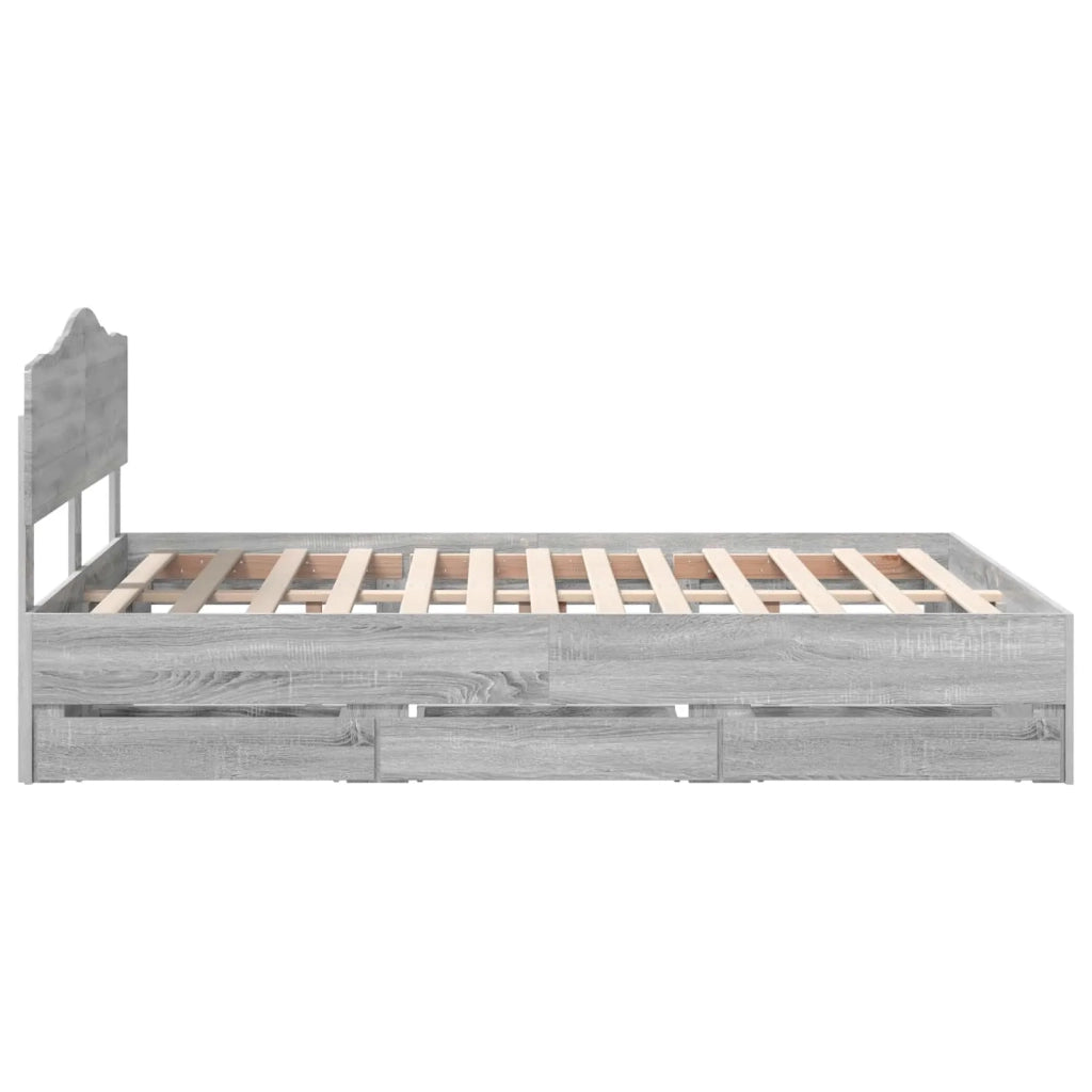 Letto matrimoniale | Letto per adulti | Struttura del letto con cassetto Grigio Sonoma 140 x 200 cm