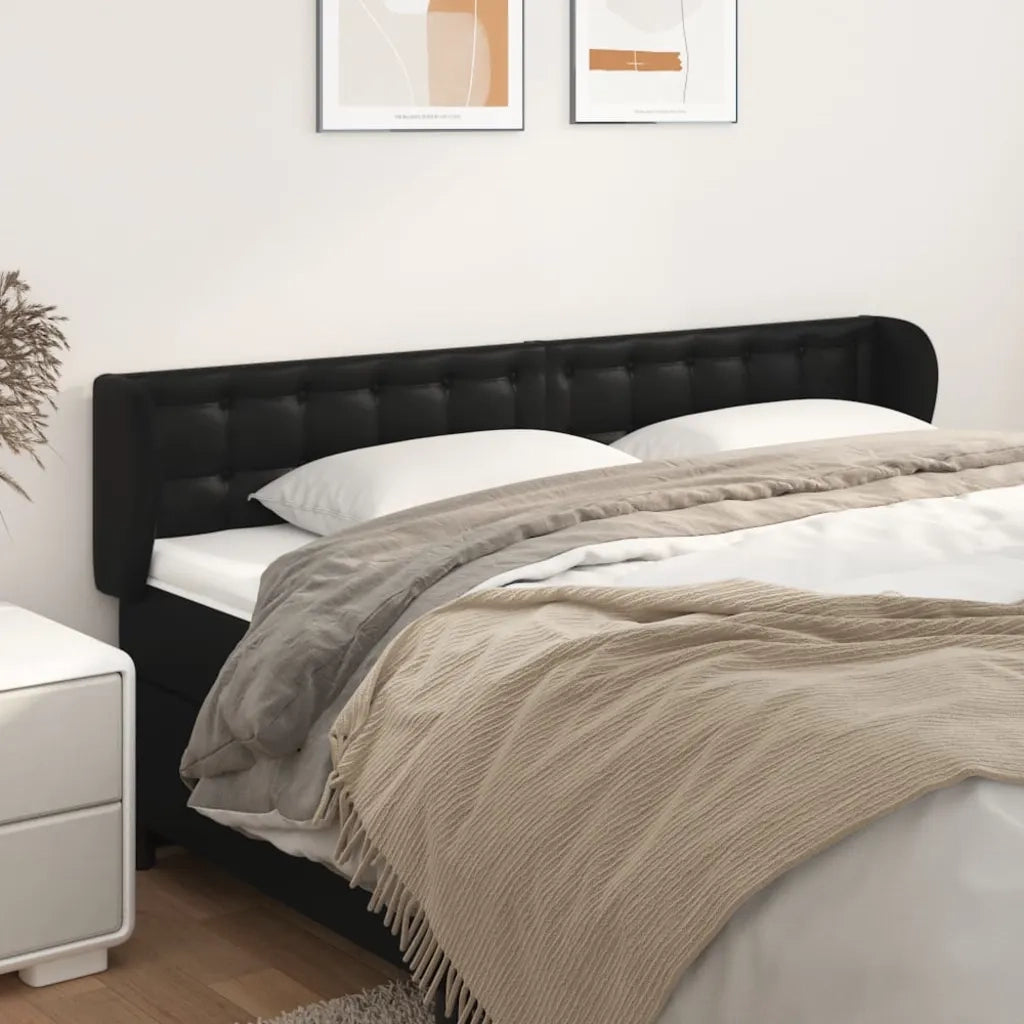 Testiera | Testata ad Orecchio Nera 183x23x78/88 cm in Similpelle