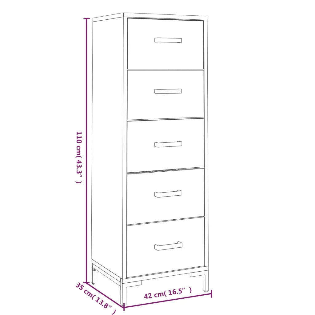 Cassettiera 42x35x110 cm in Legno Massello di Pino 349927