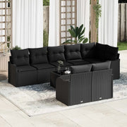Set Divano da Giardino con archiviazione 9 pcs Nero polyrattan