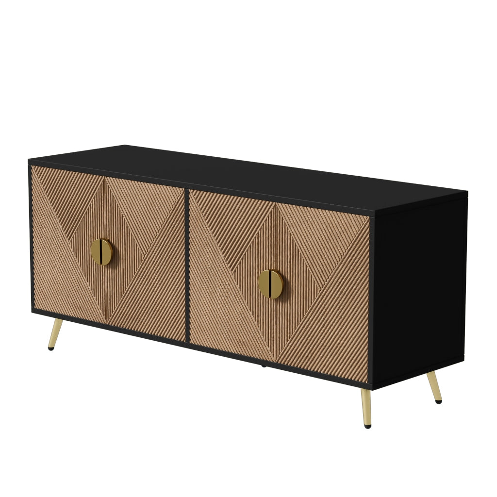 SIDEBOARD 160 x 40 x 75 cm Nero/Legno con 4 ante