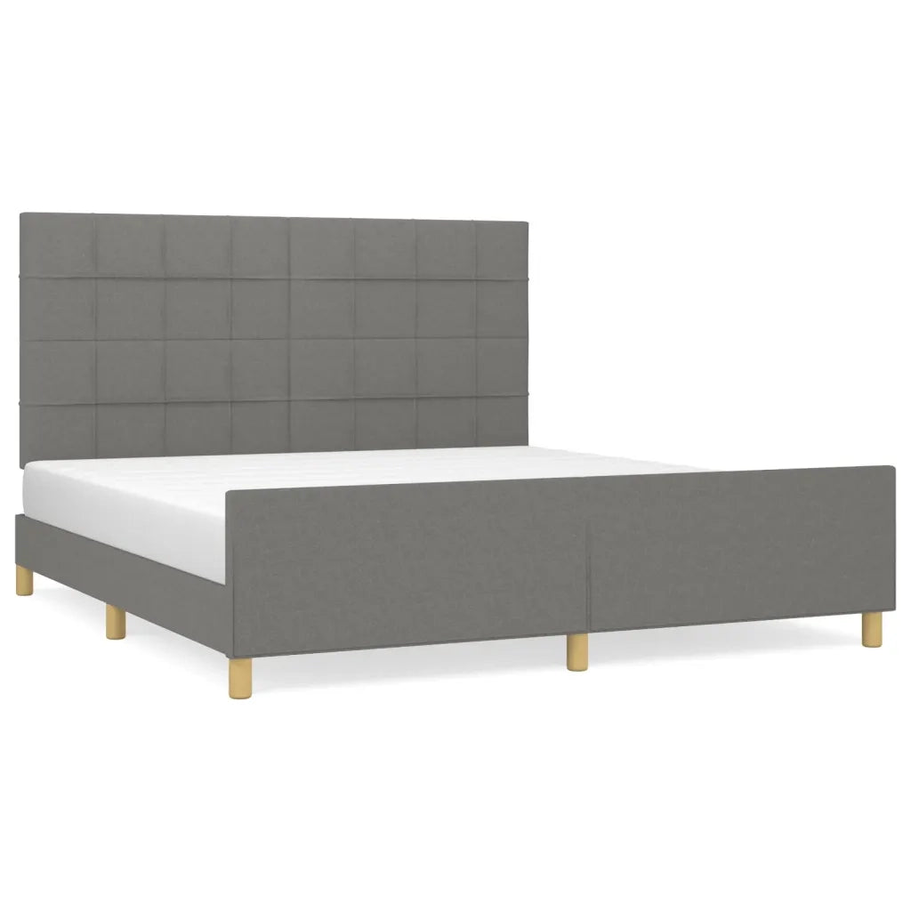 Giroletto senza Materasso-Struttura Letto Grigio Scuro 160x200 cm Tessuto 225966
