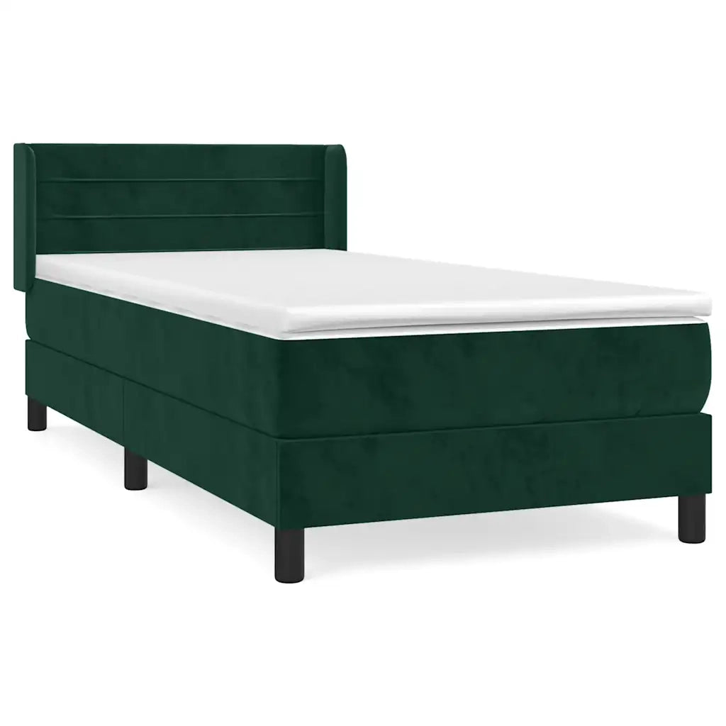 Giroletto a Molle con Materasso-Struttura Letto Verde Scuro 90x200 cm Velluto 276057