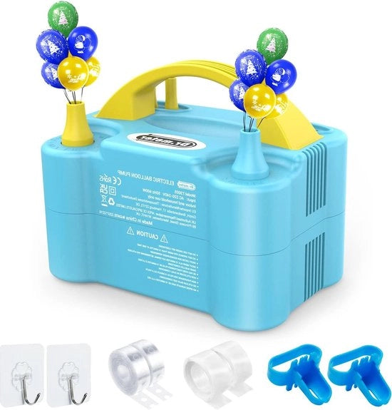Pompa a palloni elettrica 600 W - bocchino doppio - portatile - nodo pallone - decorazione per feste matrimoni compleanni