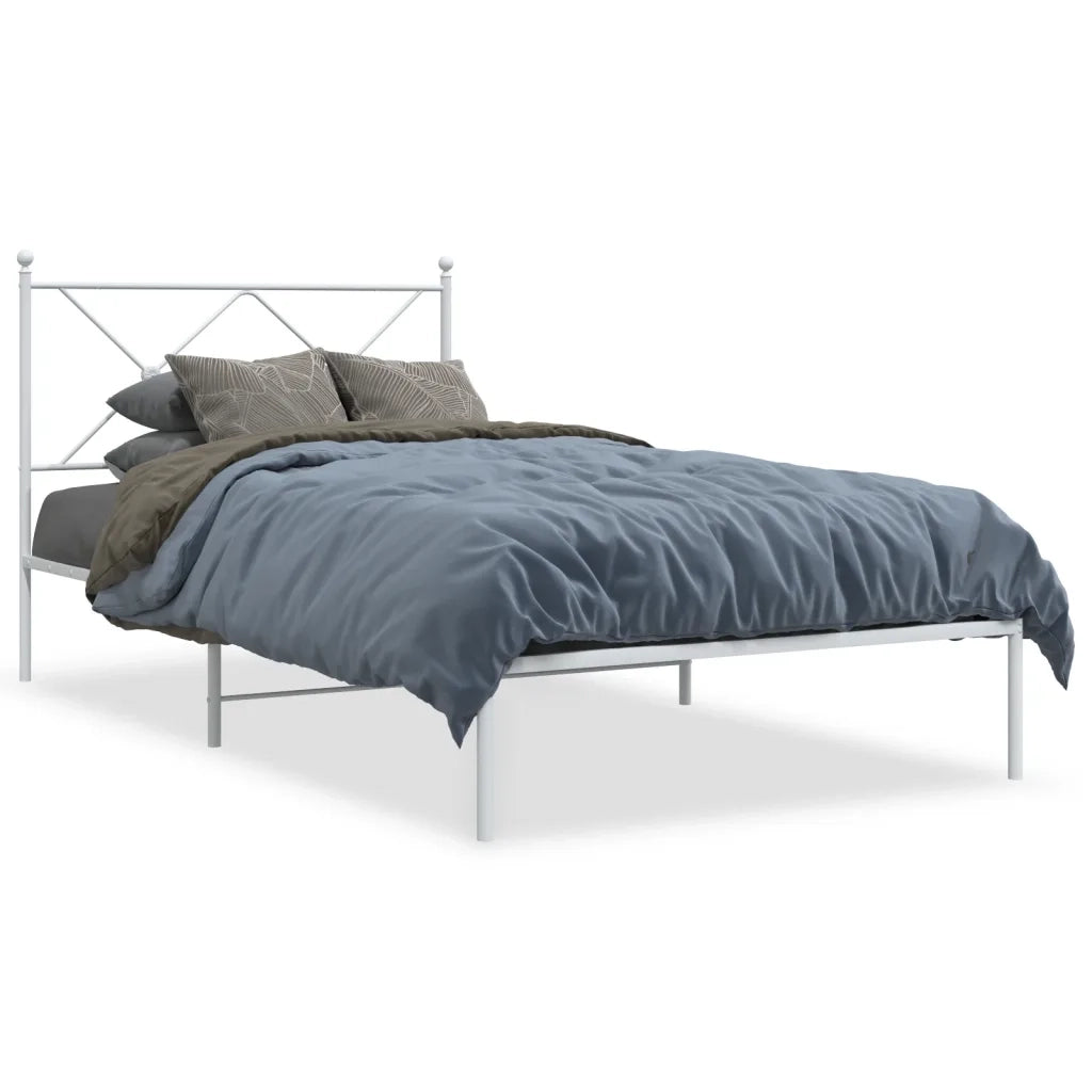 Giroletto con Testiera-Struttura Letto con testiera Metallo Bianco 100x190 cm 457644