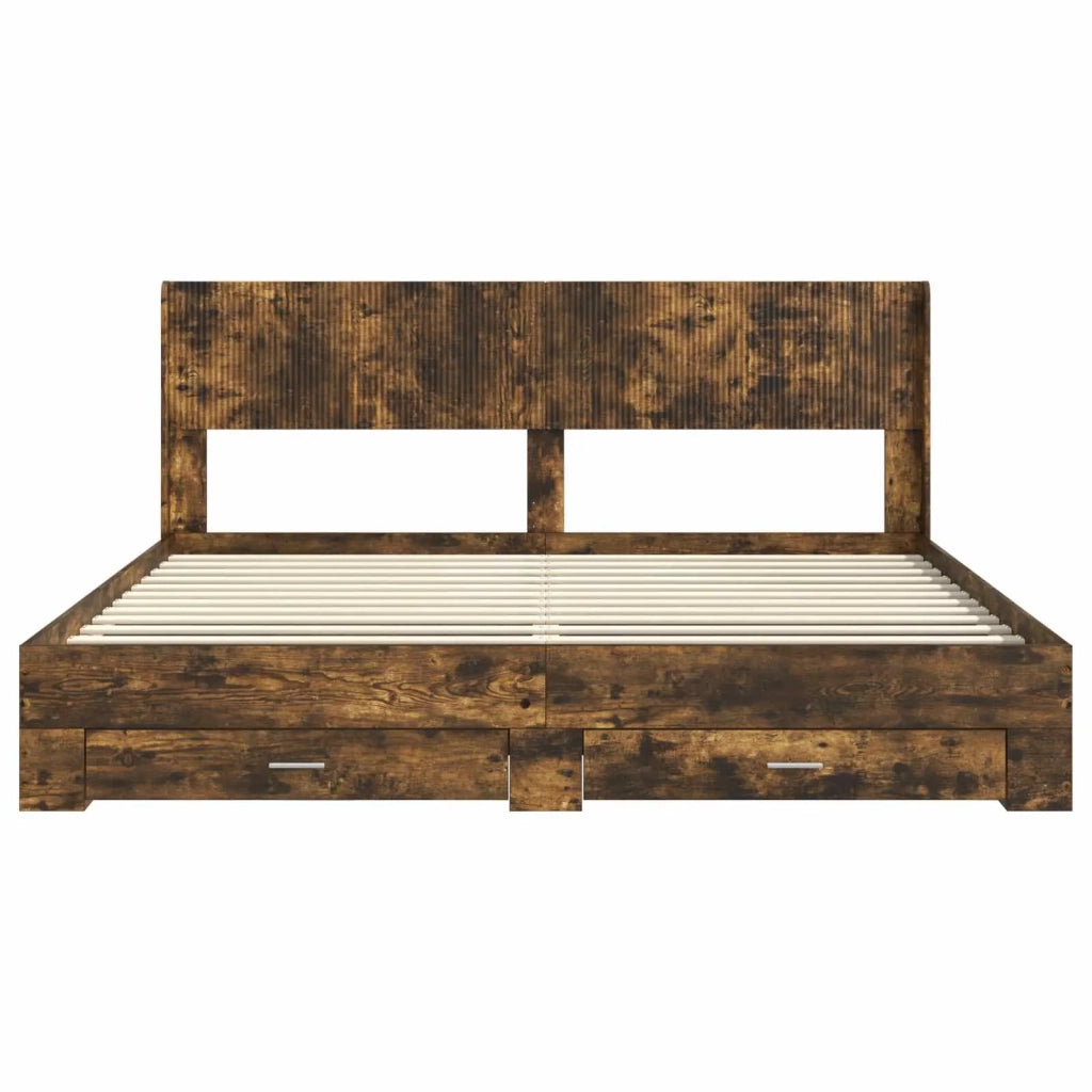 Struttura del letto con stoccaggio e testata Rovere Fumo 3414435