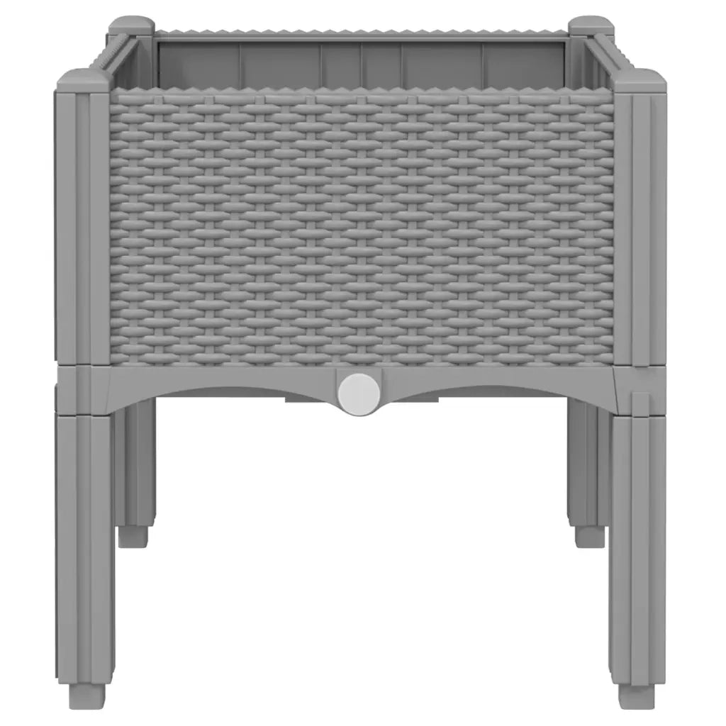 Fioriera | Cassetta per fiori | Vaso da Giardino con Gambe Grigio Chiaro 40x40x42 cm in PP