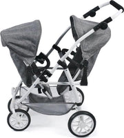 Doppio Carrello per Bambini - Buggy - Carrello per Bambini Gemelli - Carrello per Camminata - Grigio