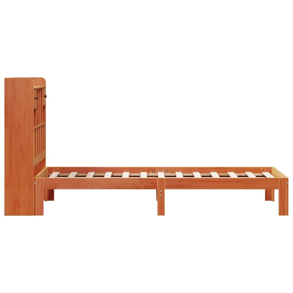 Letto Libreria senza Materasso Marrone Cera 75x190 cm in Pino 3322611