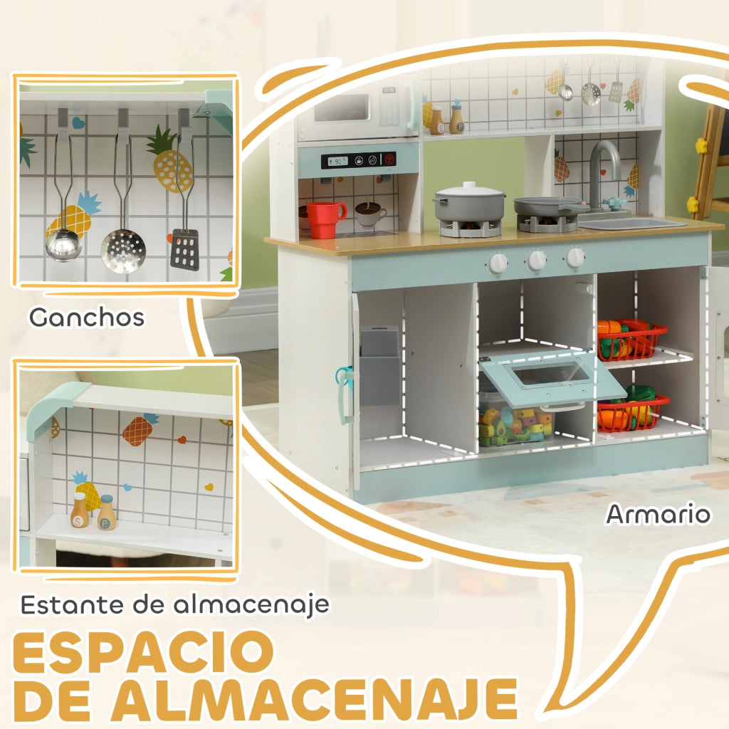 Cucina Giocattolo per Bambini con Suoni Lavello Rubinetto Microonde Macchina Caff¨¨ Ghiaccio ¨C Xylo ¨C Bianco