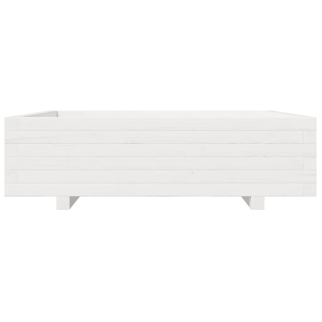 Fioriera da Giardino Bianca 90x90x26,5cm Legno Massello di Pino 847314