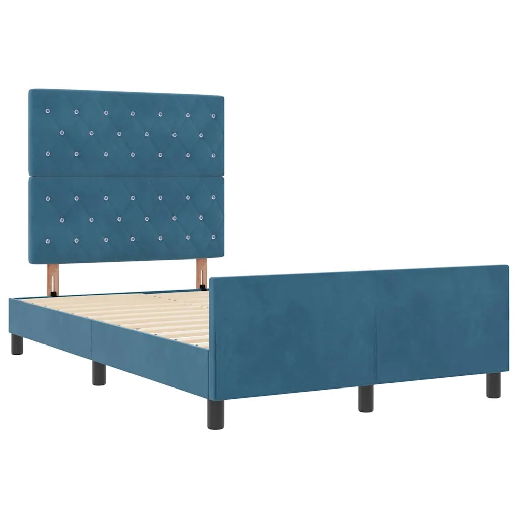 Letto a molle con testiera Blu Scuro 120 x 200 cm Velluto 3344865