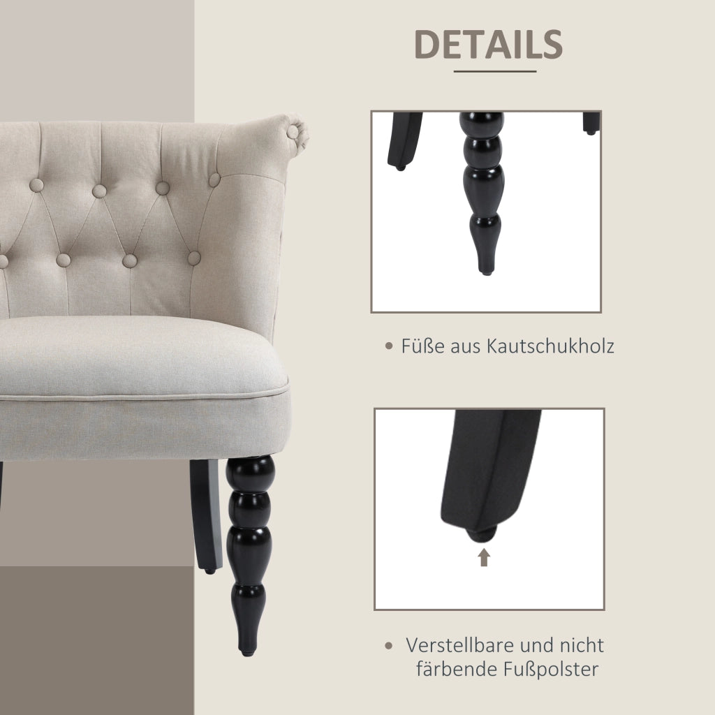 Poltrona Relax Vintage in Tela Beige con Gambe in Legno ¨C zephmum ¨C 100x80x90