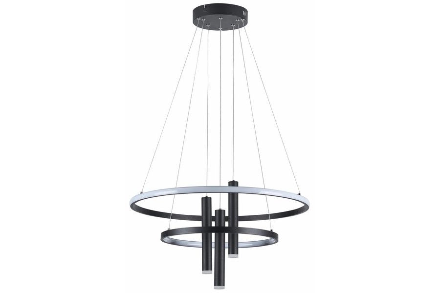 Lampada a sospensione nera Amanda doppio anello LED Ø62