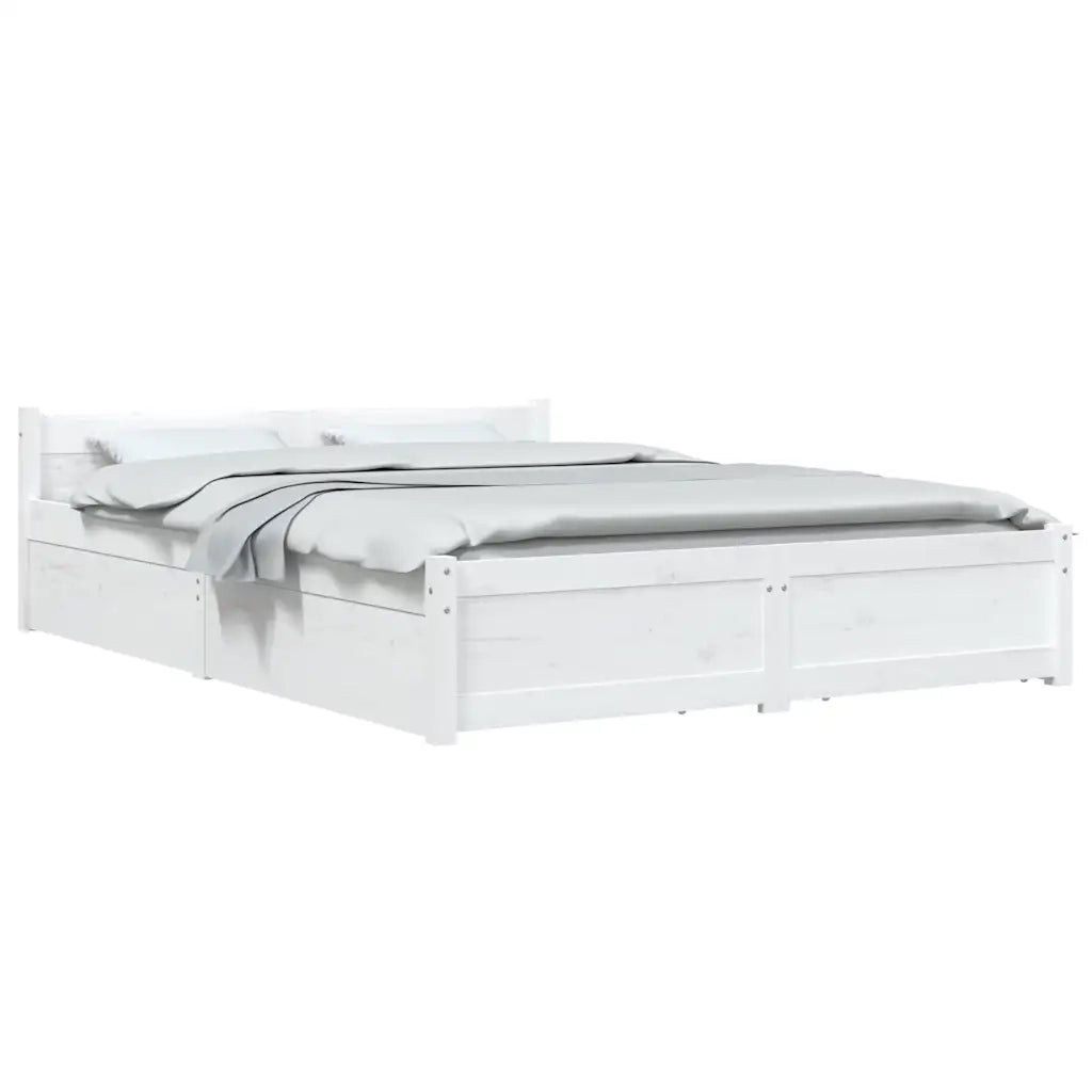 Letto matrimoniale | Letto per adulti | Giroletto con Cassetti Bianco 140x200 cm