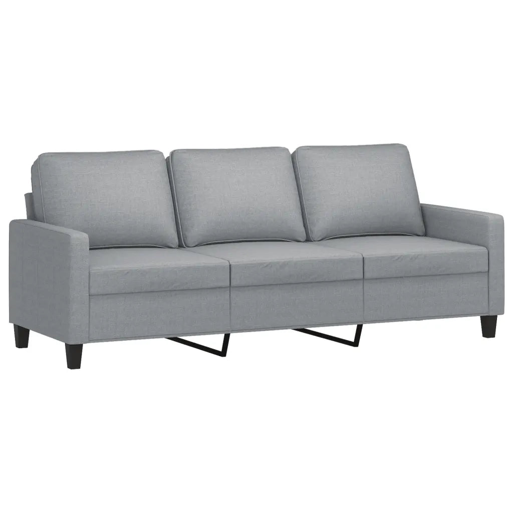 Divano a 3 Posti con Poggiapiedi Grigio Chiaro 180cm in Tessuto 3201037