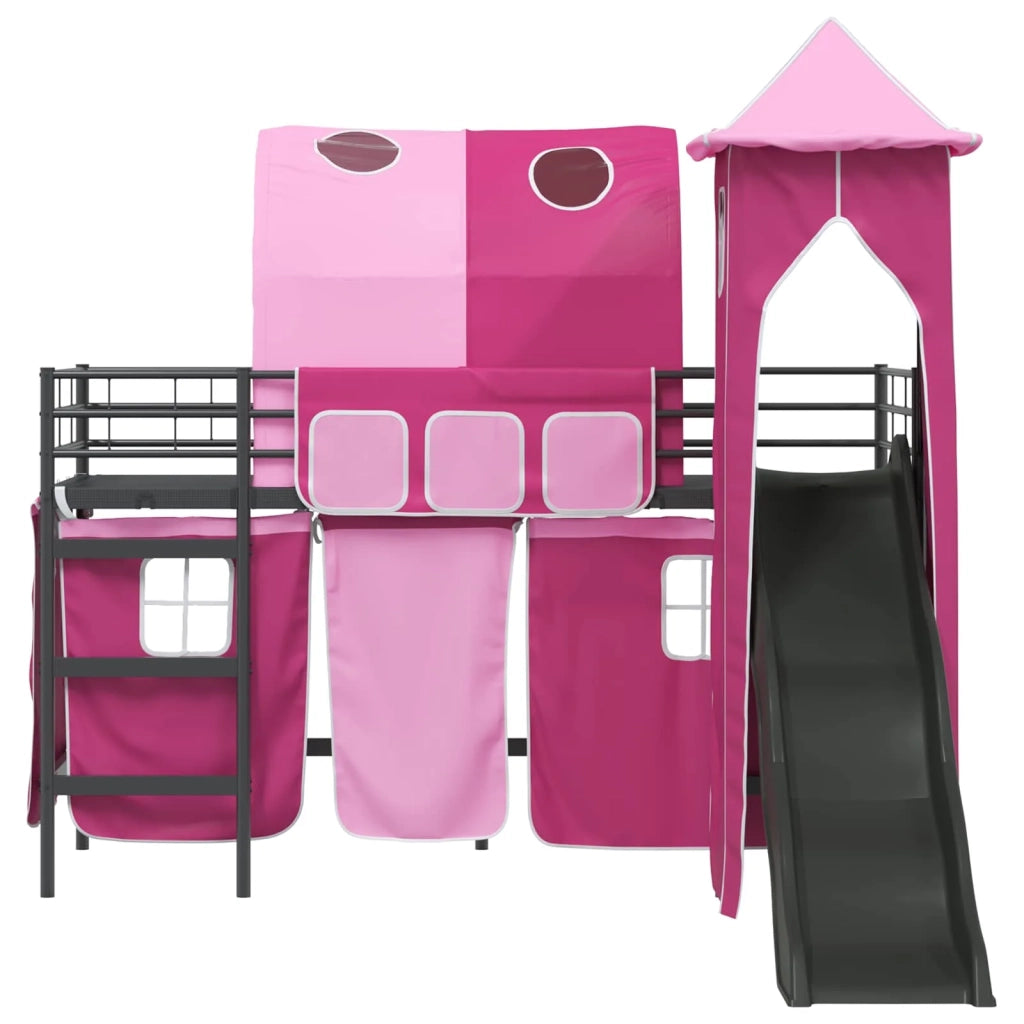 Struttura del letto loft per Bambini | Letto Infantile | Lettino Nero e rosa 75 x 190 cm