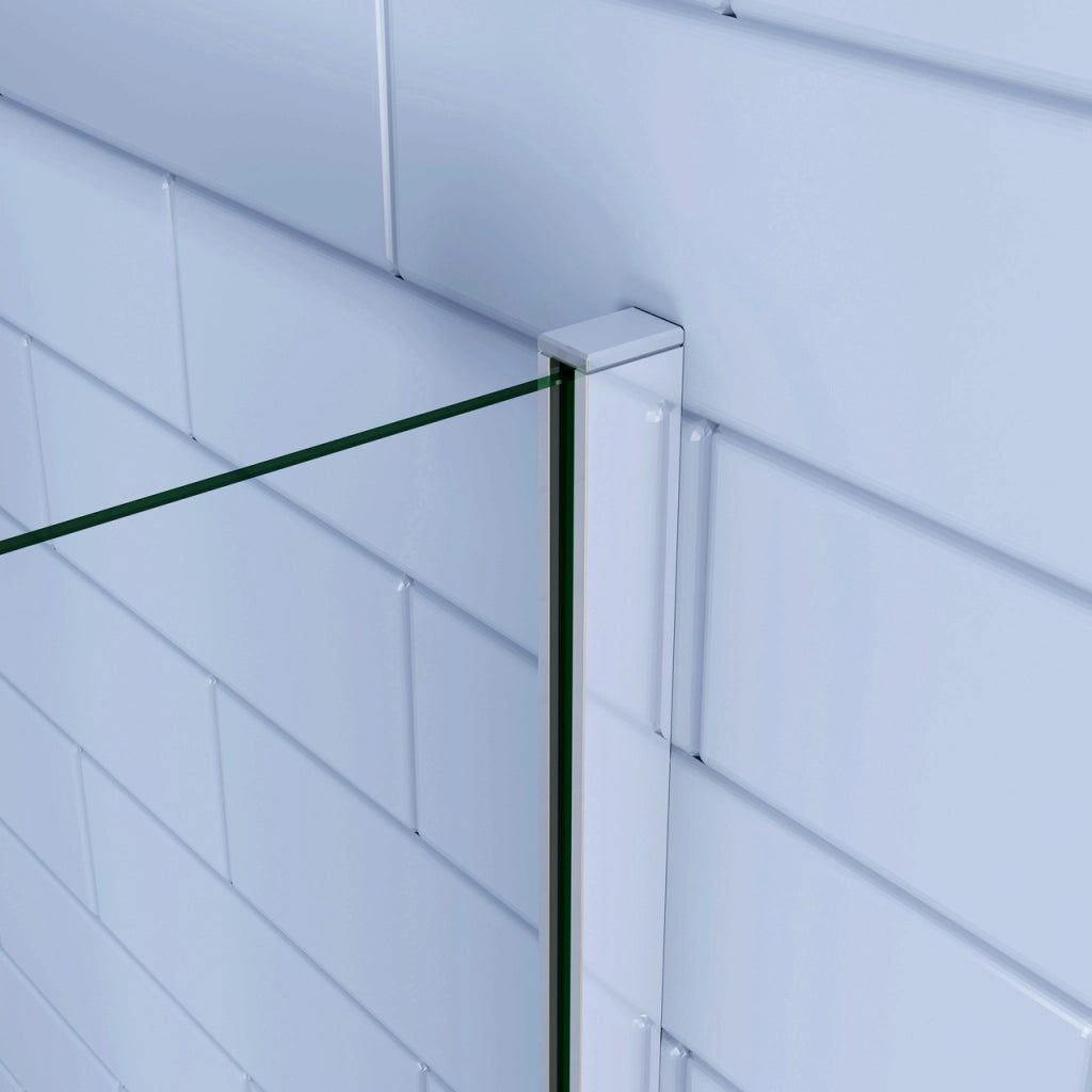 195cm Box Doccia Angolare Porta Battente con Parete Fissa 100x76cm Vetro 6 mm Temperato Anticalcare Trasparente con 2 Barre Stabilizzatrici da 30cm e 140cm