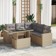 Set Divano da Giardino 6 pz con Cuscini Beige in Polyrattan 3326320