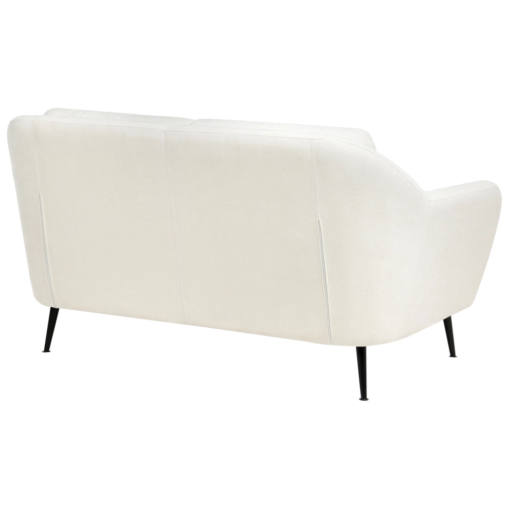 Set di divani a 3 posti tessuto di ciniglia bianco Gambe nere in ferro con braccioli Seduta spessa Stile moderno Soggiorno