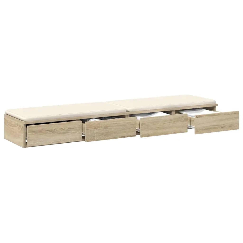 Cassetti per letto | Comodino | Armadio da Notte | Mobiletto da notte Rovere Sonoma 140 x 36,5 x 16,5 cm