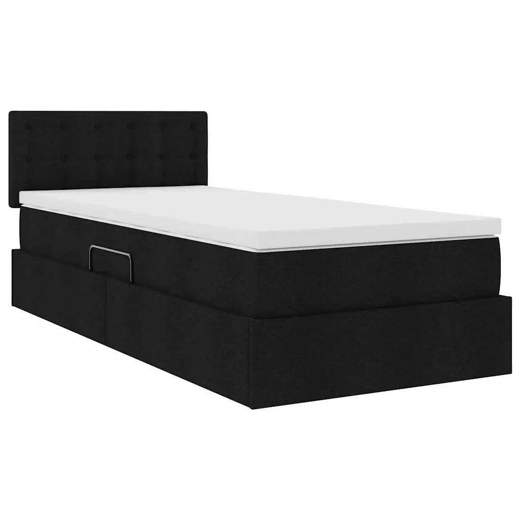 Letto con contenitore e LED con led Nero 90 x 190 cm Tessuto 3371240