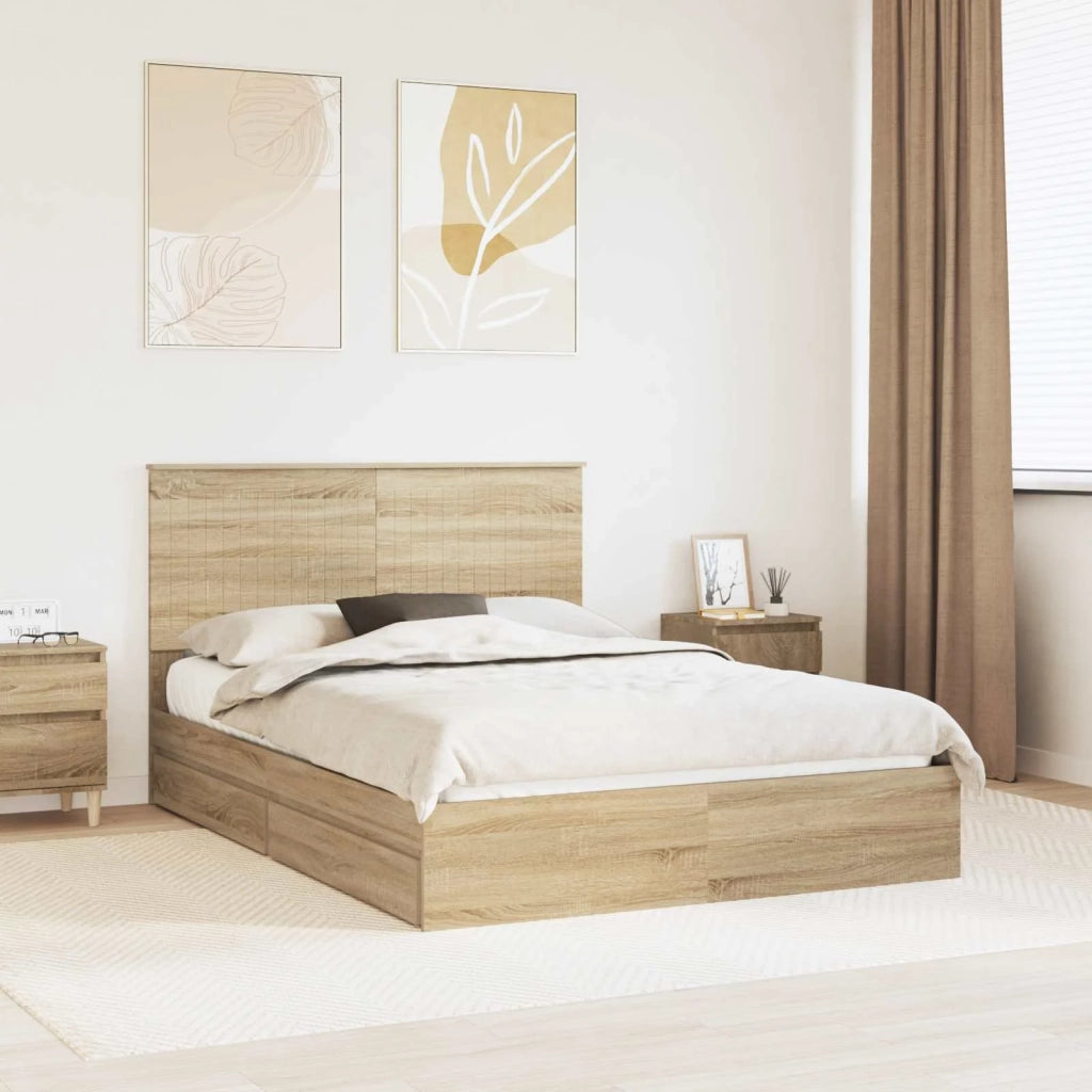 Letto con Contenitore con testiera-Struttura Letto con contenitore Rovere Sonoma 140 x 200 cm 167405