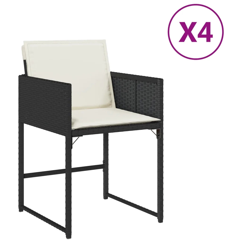 Sedie da Giardino con Cuscini 4 pz Nere in Polyrattan 4007475