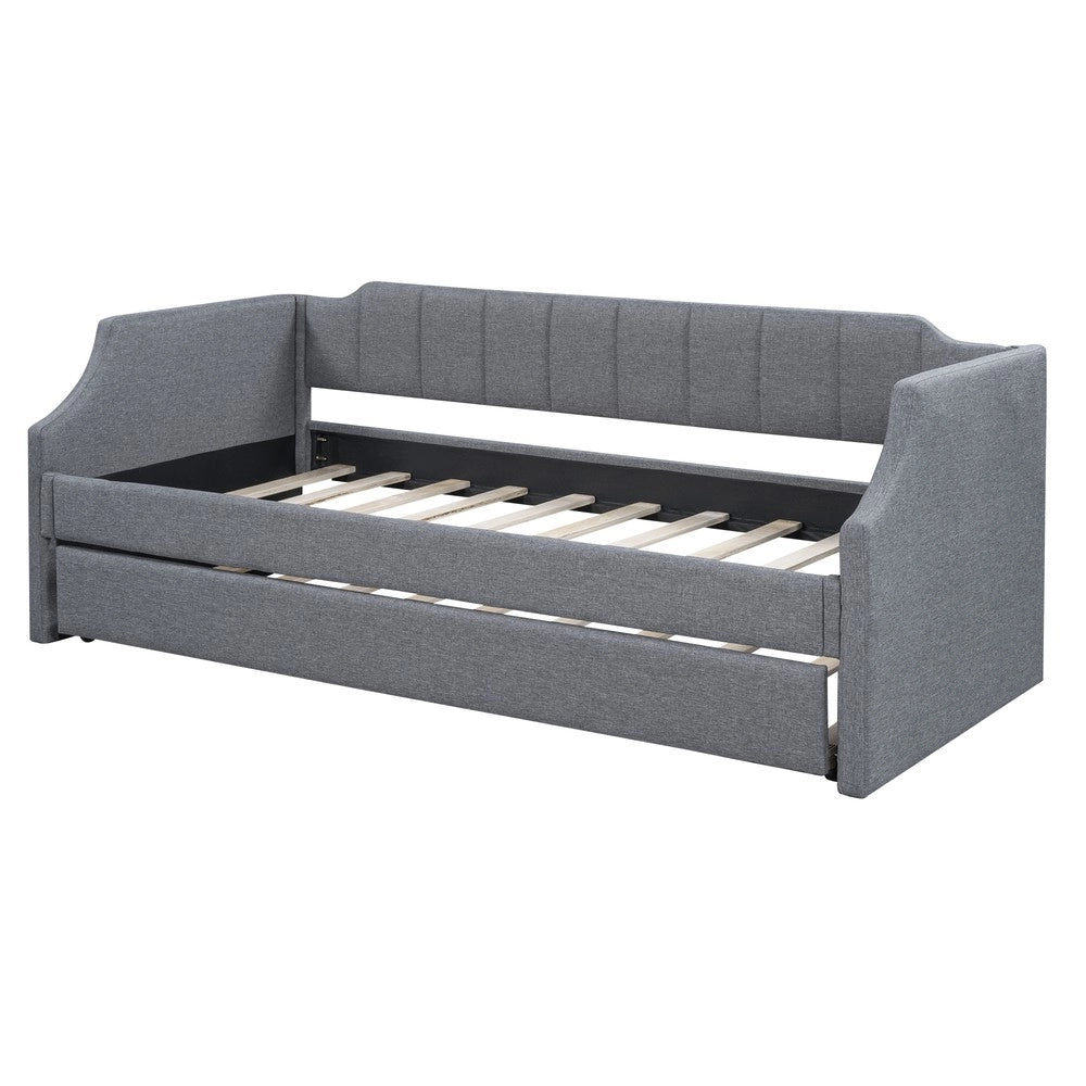 Letto Singolo Imbottito con Rollbett ¨C MINIMAL ¨C Grigio 90x200