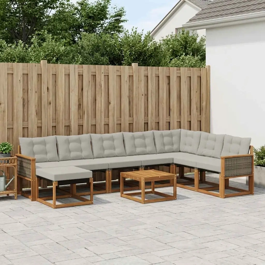 Set di divani da esterno 9 pcs Naturale e Grigio chiaro 3382155