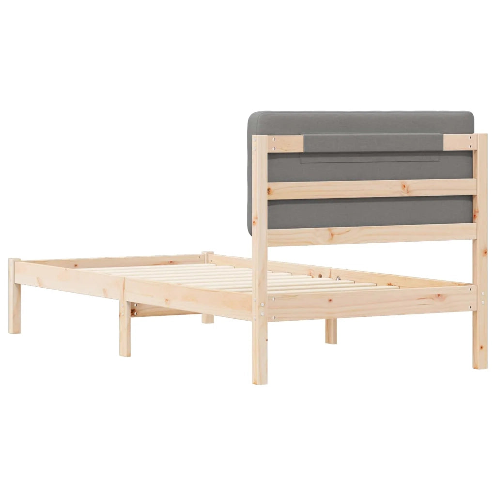 Letto con Testiera Rivestita-Struttura Letto con Testiera Grigio chiaro 90 x 200 cm 401632