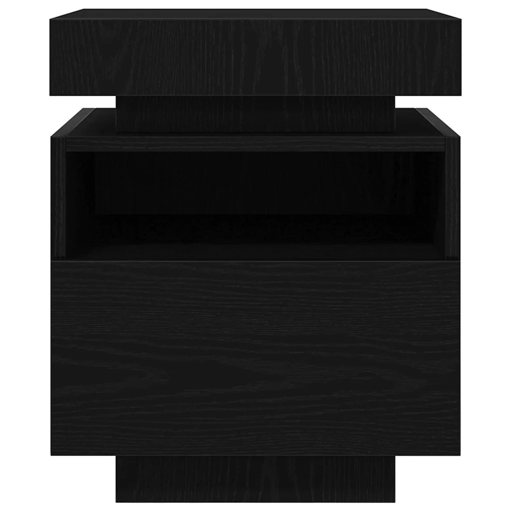 Comodino 2 pz-Set di 2 Tavolino da notte Rovere nero 40 x 39 x 48.5 cm Legno multistrato