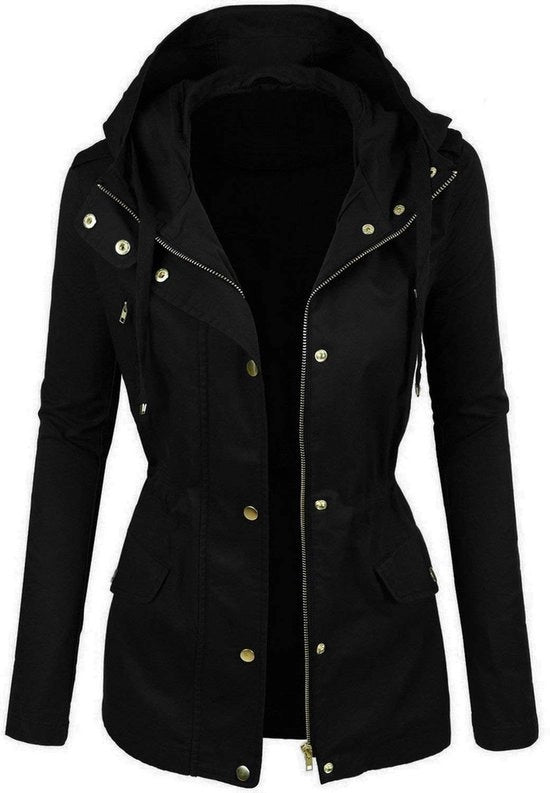 Parka da donna in cotone, giacca da trench casual, colore nero, misura 36, codice PK-02