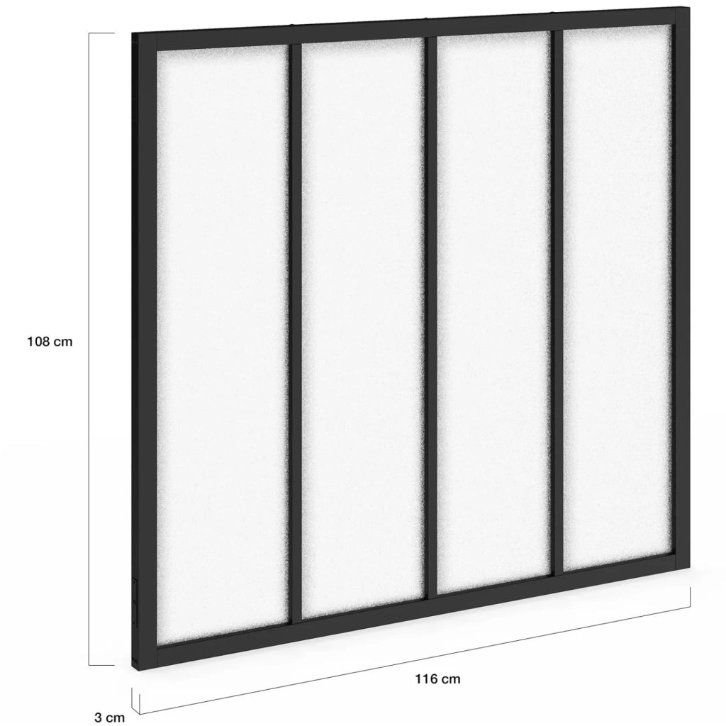 IDMarket - Tetto in vetro dell'officina a 4 pannelli L. 116 x H. 108 cm in metallo nero e vetro temperato smerigliato