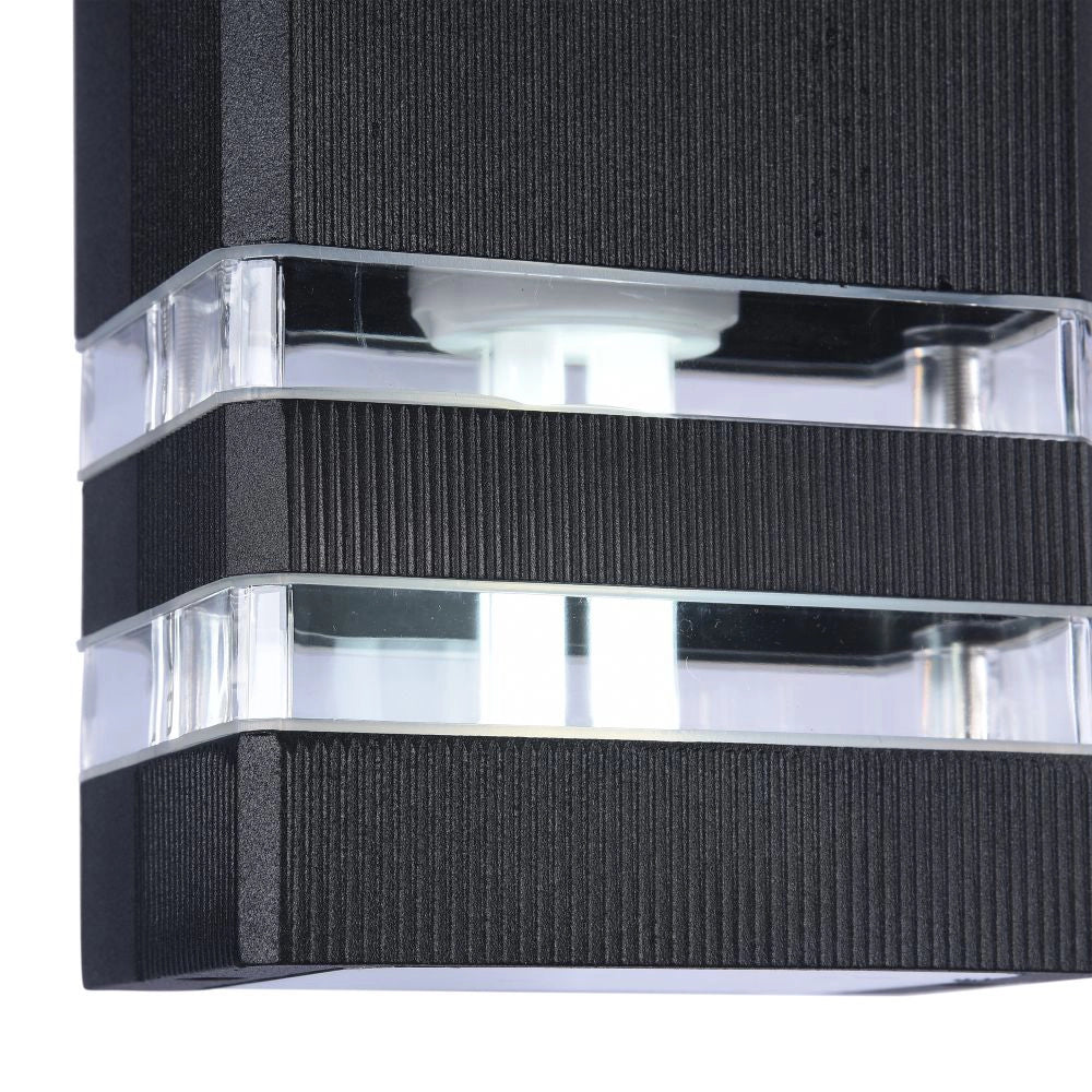 Maytoni Lampada da parete moderna Unter den Linden 2 luci E27 IP54 nero alluminio diffusore plastica trasparente