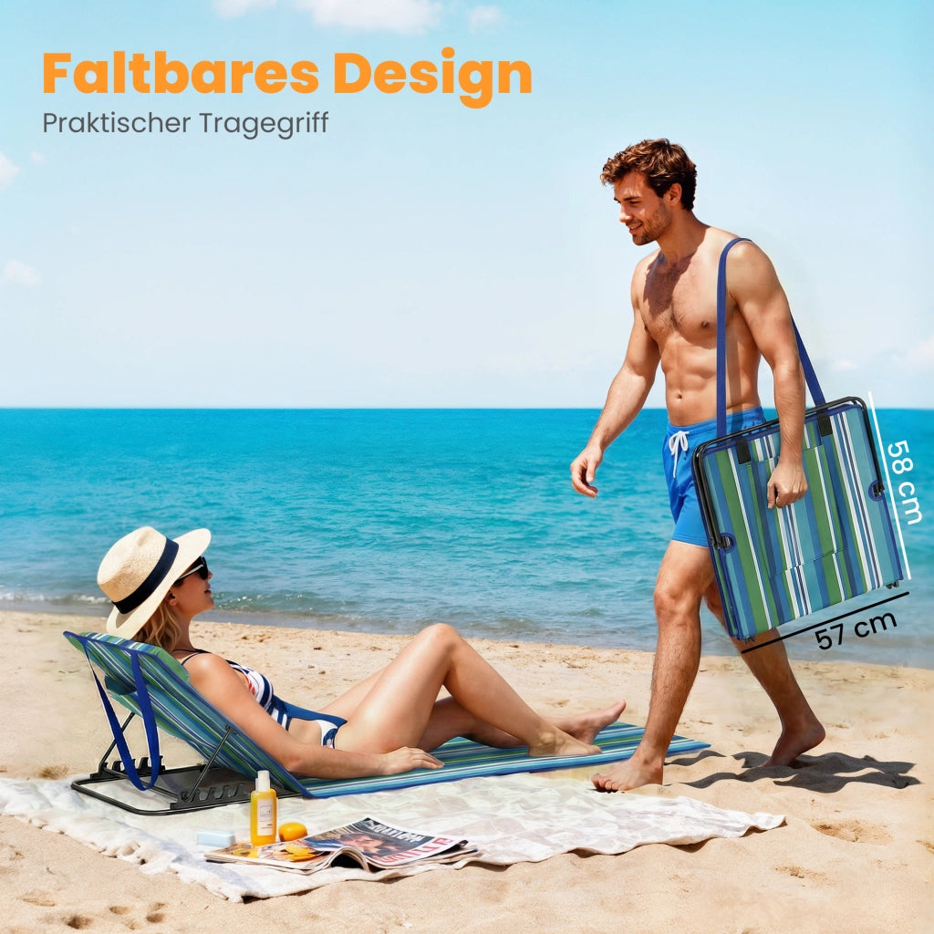 Set 2 Lettini da Spiaggia Pieghevoli con Cuscini e Borsa ¨C Minimal ¨C Grigio