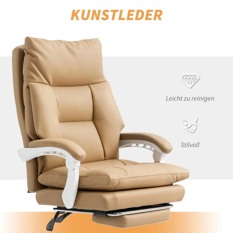 Sedia da ufficio ergonomica con Schienale reclinabile 135° e Poggiapiedi estraibile, in Similpelle Marrone