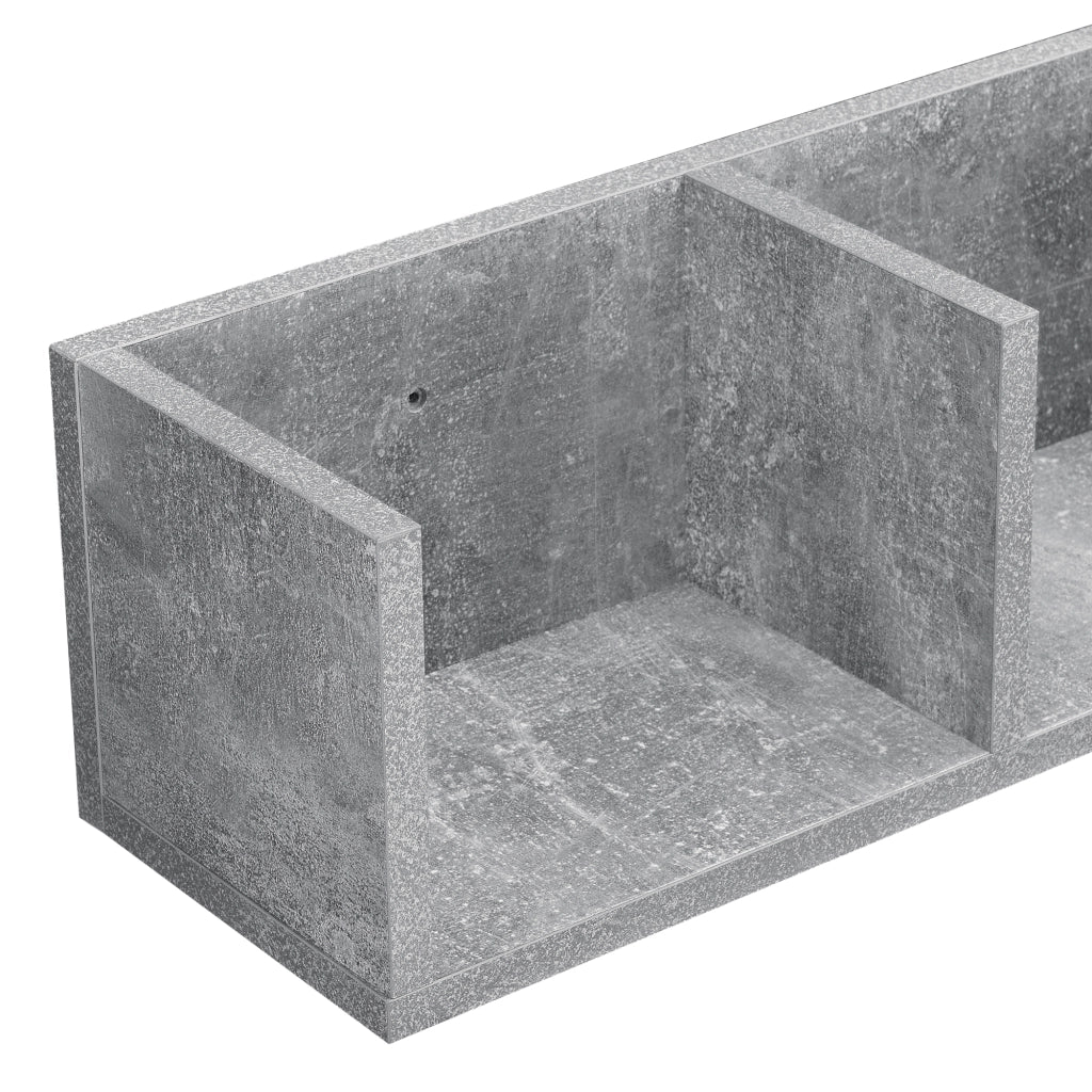 Mensola da Parete con 4 Scomparti a Forma di U Consolle Pensile 95 x 17 x 16,5 cm Portaoggetti Libreria - Effetto Cemento