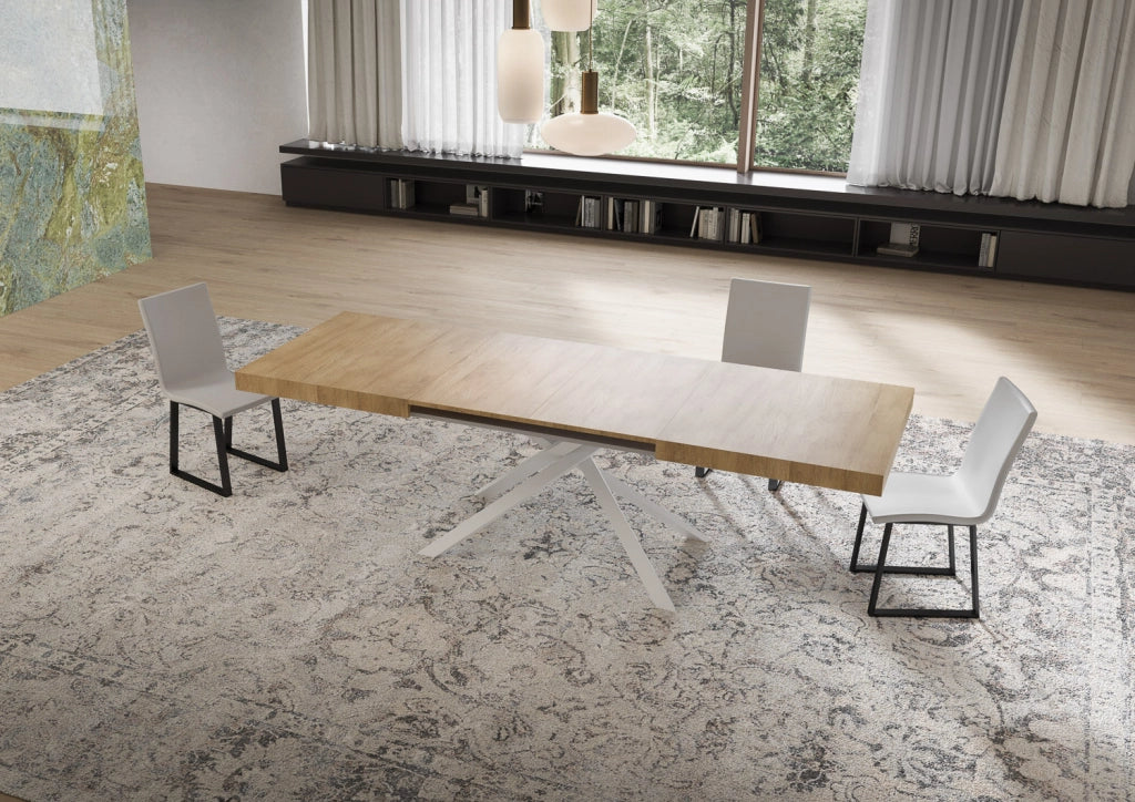 Tavolo allungabile 160/264x90 cm Niket quercia natura gambe bianche
