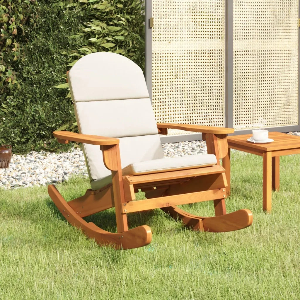 Sedia a Dondolo | Sedia da Giardino | Sedie da Esterno Adirondack con Cuscini Legno Massello di Acacia